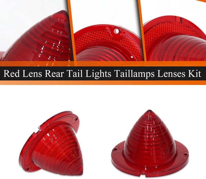 ADIIL 2PCS Rear Red Lens Tail Light Lamp Kit For 1960 1961 Chevrolet Bel Air/Biscayne/Nomad/El Camino & Impala - Image 3